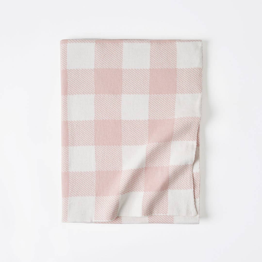 Gingham Kids Throw - Pale Pink/Ivory