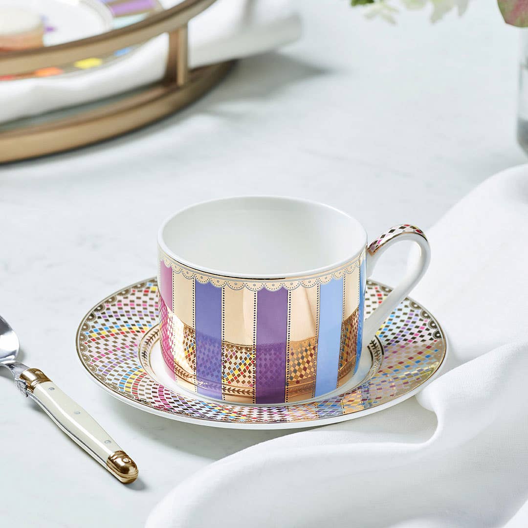 Carnival Stripe Teacup And Saucer