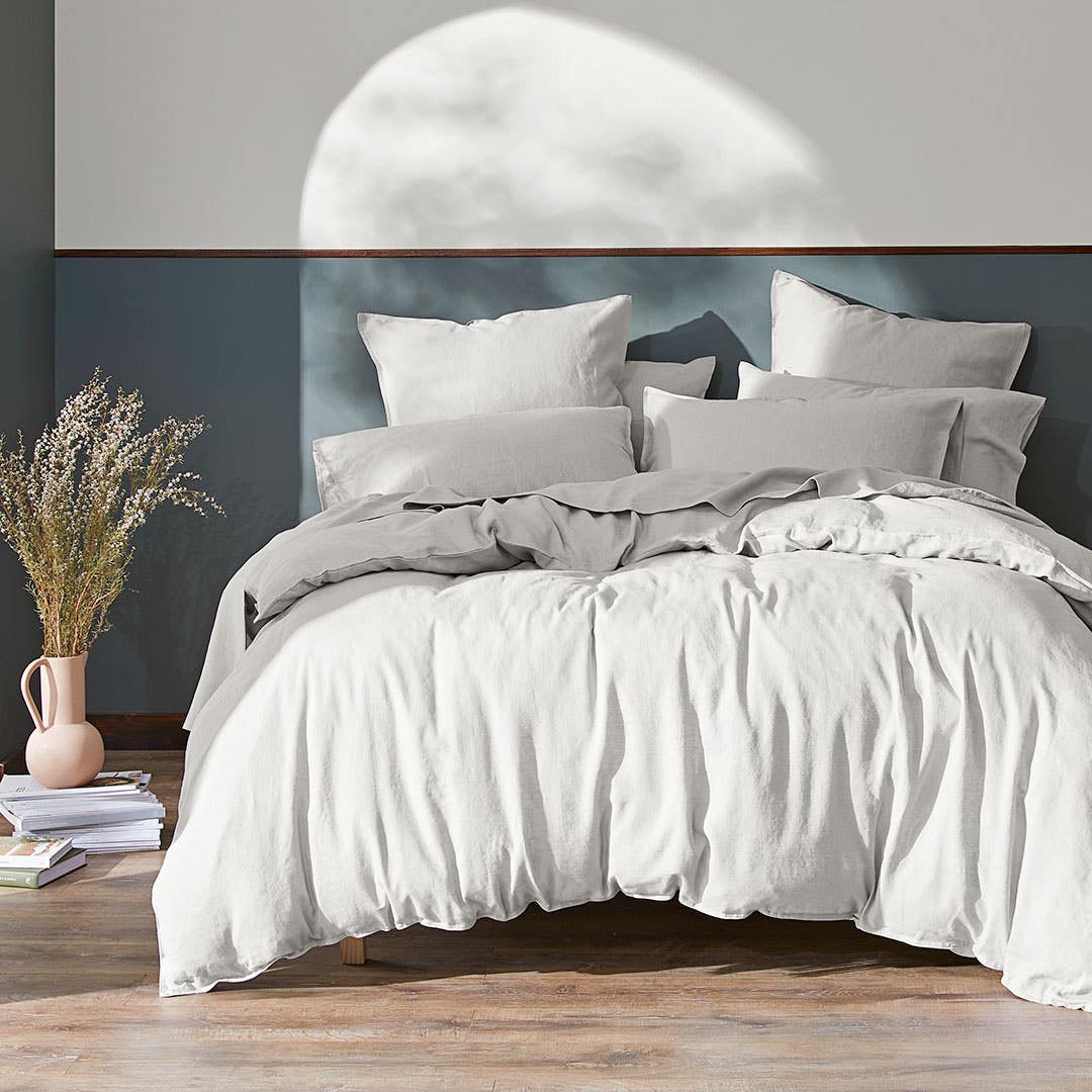 Milano Linen Quilt Cover - Silver