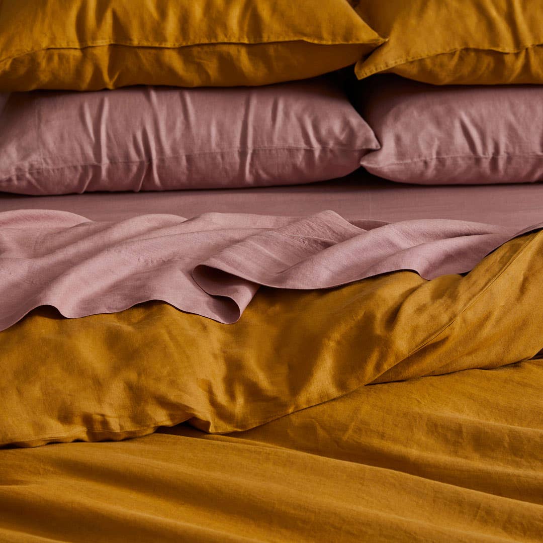 Milano Linen Quilt Cover - Mustard