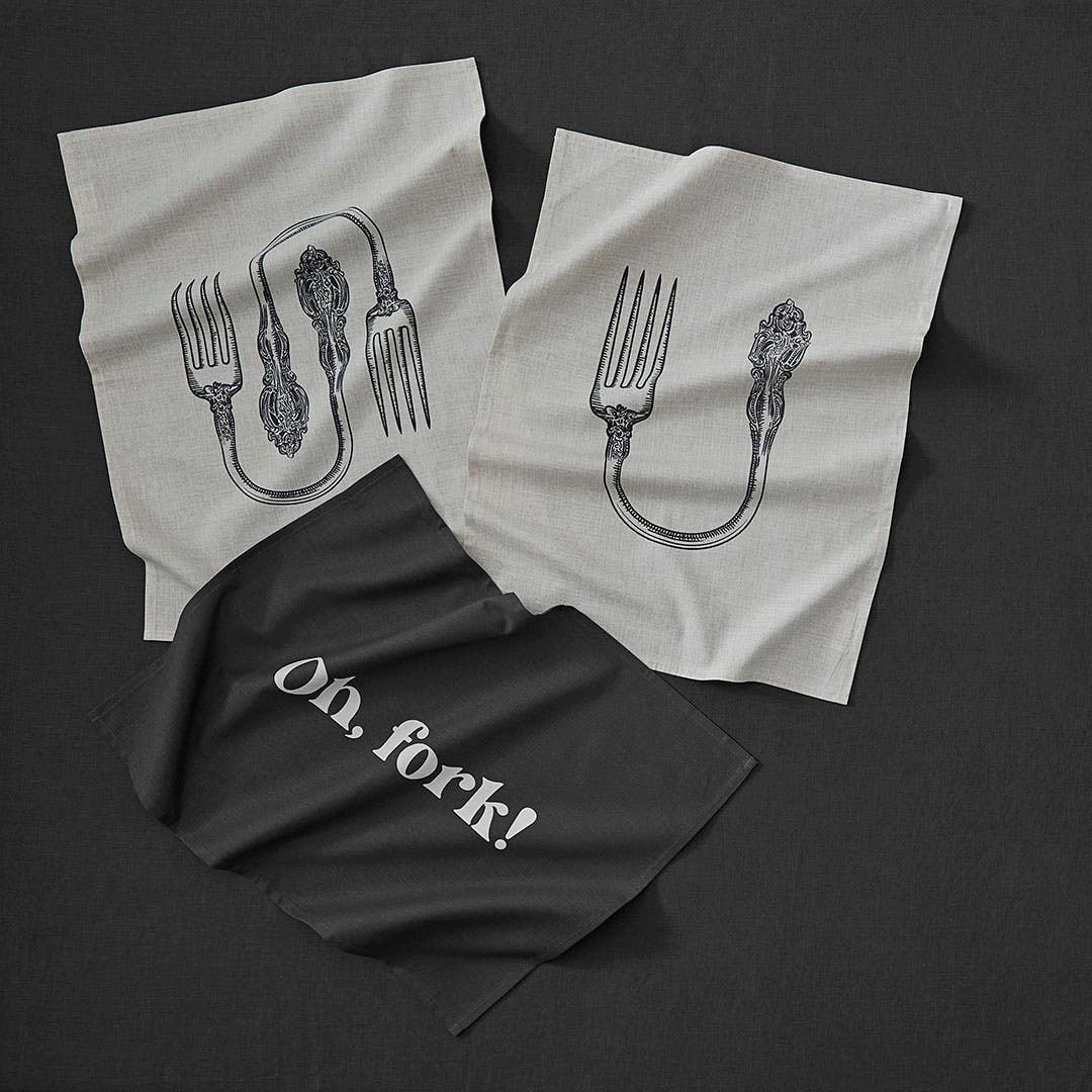 Oh Fork Tea Towel - Set Of 3