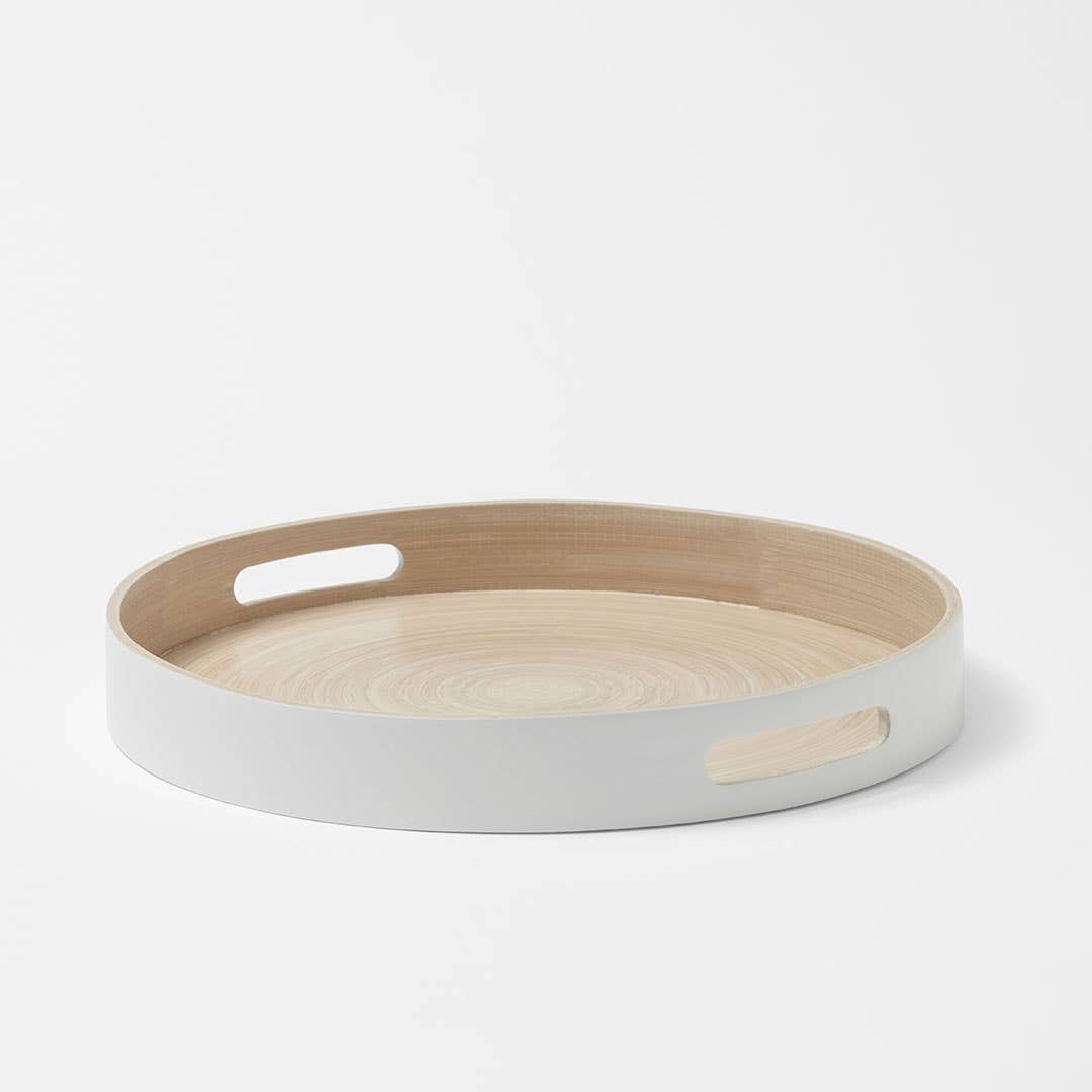 Bamboo Round Tray - White