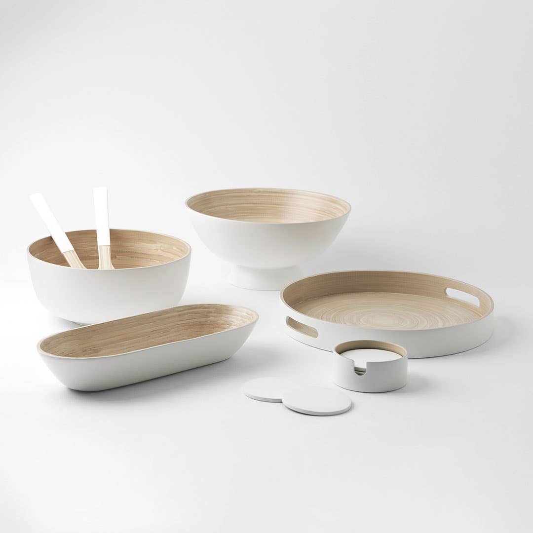 Bamboo Fruit Bowl - White