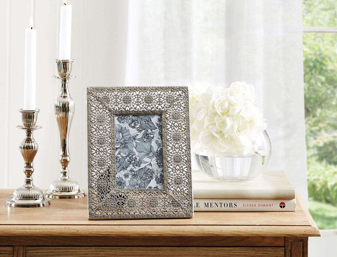 Filigree Dots 4x6 Frame - Silver