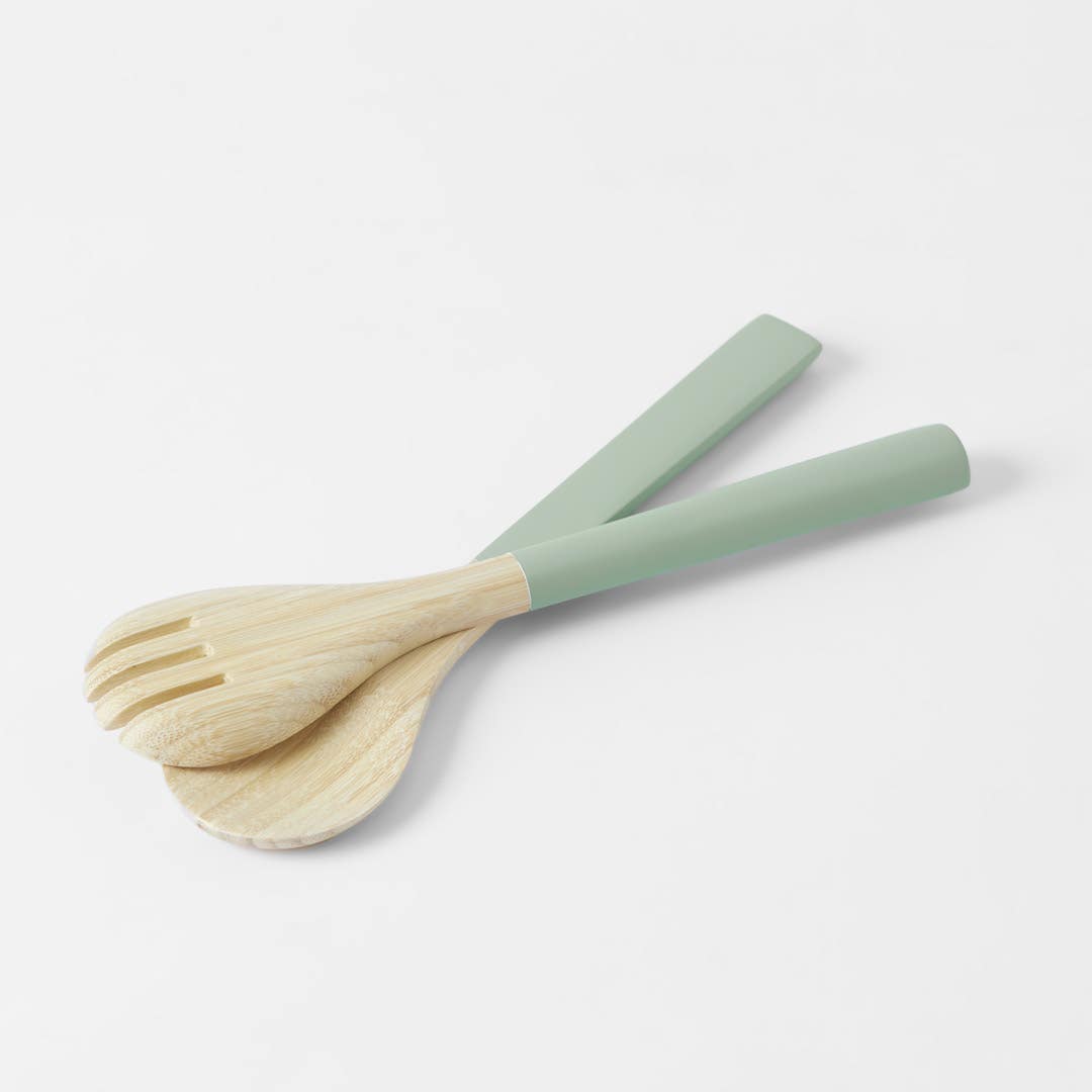 Bamboo Salad Servers Set Of 2 - Sage