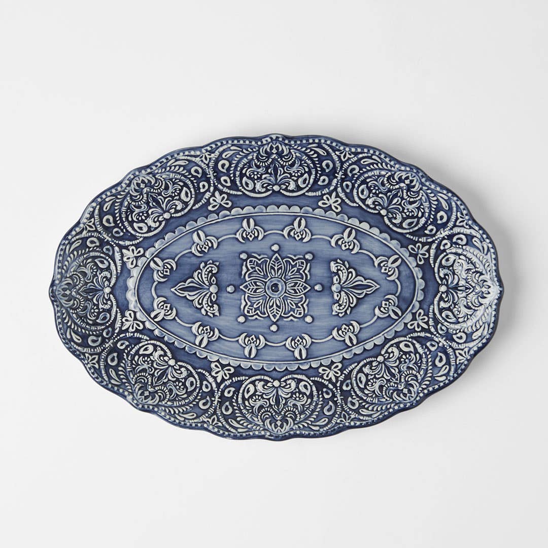 Venezia Large Oval Platter - Indigo