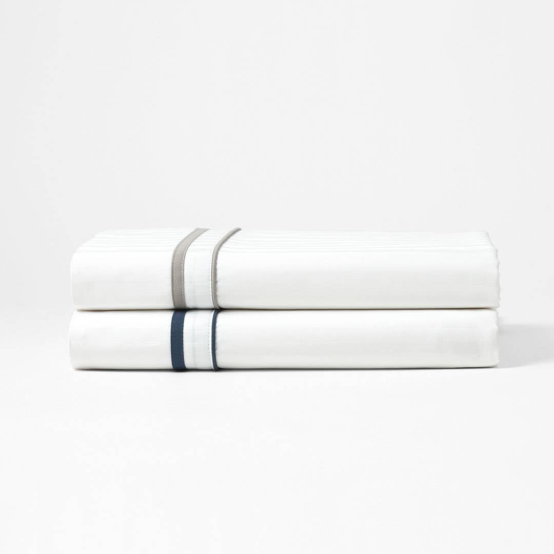 Cambridge 800 TC Egyptian Cotton Sheets - White Navy