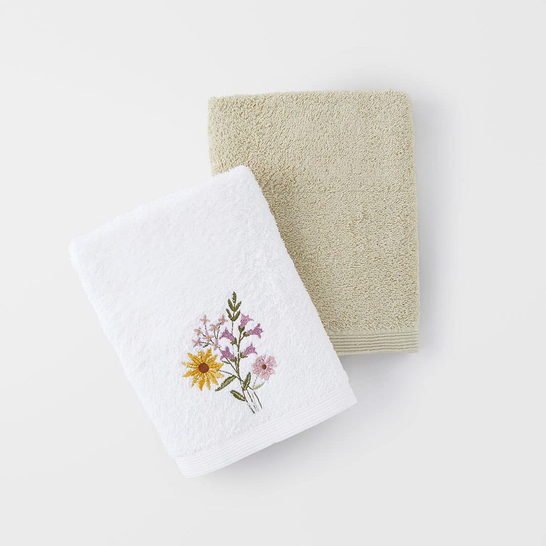 Spring Flowers Hand Towel Set Of 2