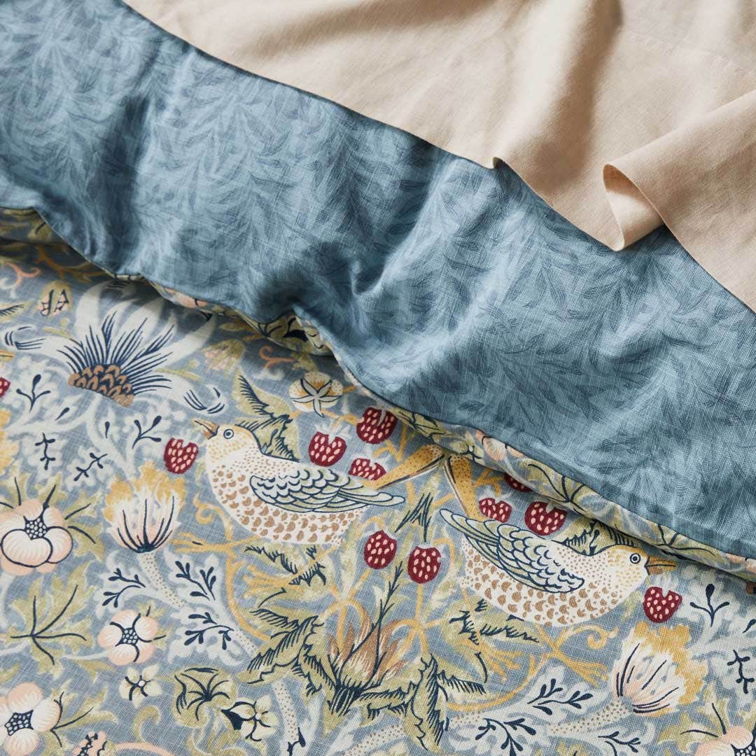 Strawberry Thief Quilt Cover - Sage Green