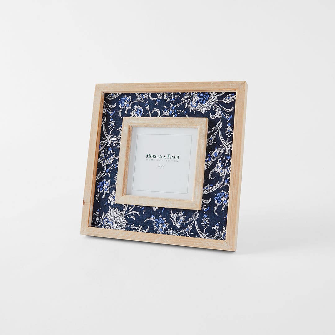 Flora Print 5x5 Frame - Natural/Blue