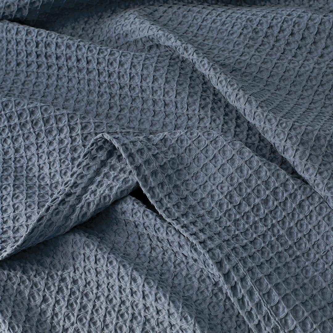 Sebastian Waffle Blanket - Slate Blue