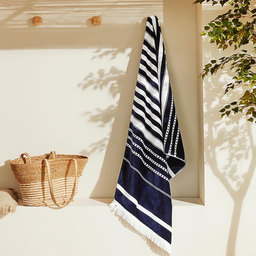 Ravello Beach Towel - Navy White