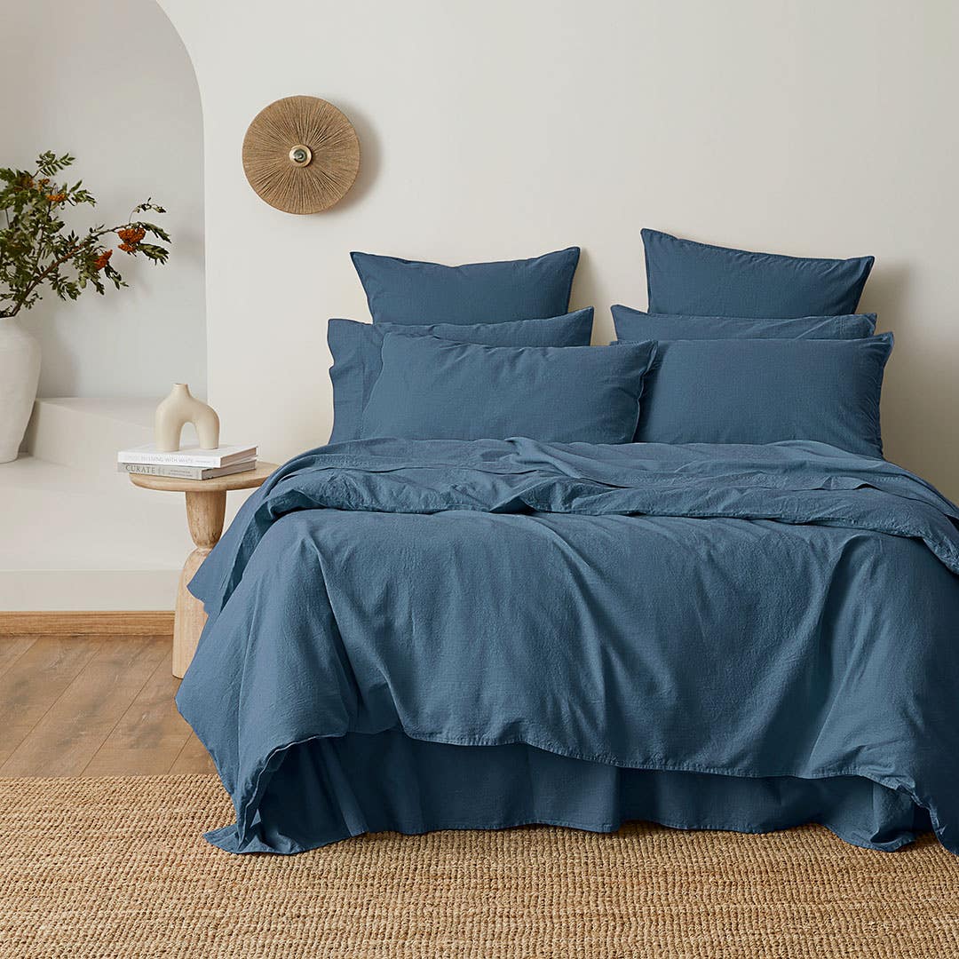 Olsen Linen/Cotton Quilt Cover - Slate Blue